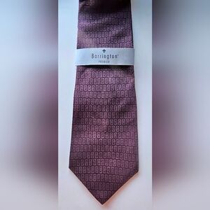 Barrington Premier Men's Silk Tie - Burgundy Geometric Pattern - Excellent Condi